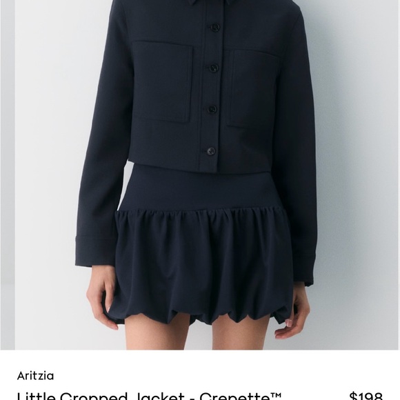 Aritzia Wilfred Little Cropped Jacket - crepette Dark Night Navy - Picture 2 of 4